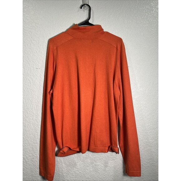 Banana Republic Sweater Mens L Orange Silk 1/4 Zip Pullover Golf Performance - Picture 4 of 9